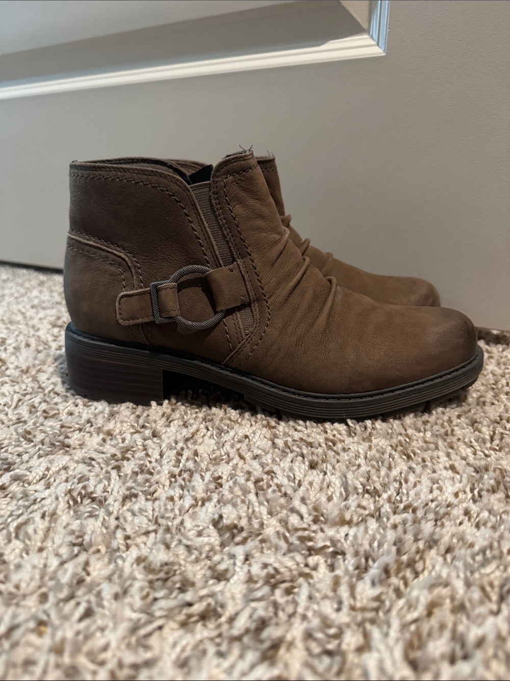 Clarks Brown Leather Ankle Booties